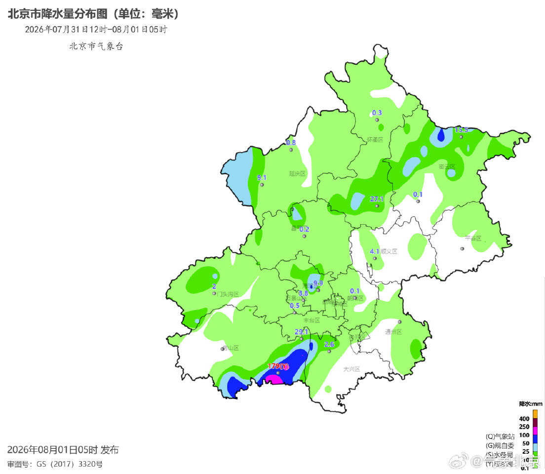 北京昨夜最大降水179毫米，房山一地1小时下了115.2毫米
